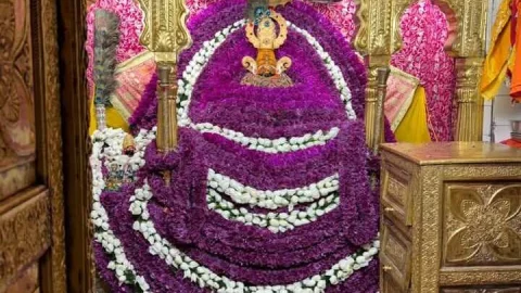खाटूश्याम बाबा का बैंगनी-सफेद फूलों से हुआ श्रृंगार, लाखों श्रद्धालुओं ने किए दर्शन