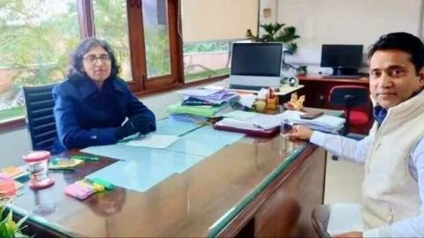 सांसद राहुल कस्वां ने की कृषि आयुक्त चिनमयी गोपाल से मुलाक़ात