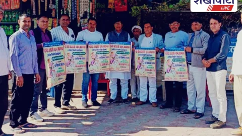 क्यामसर में 165 फीट ऊंचे तेजाजी मंदिर का पोस्टर विमोचन