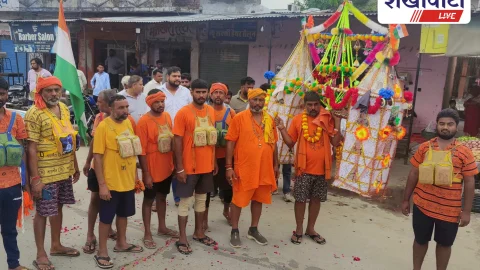 गंगोत्री से कावड़ लाए श्रद्धालुओं का उदयपुरवाटी में हुआ भव्य स्वागत
