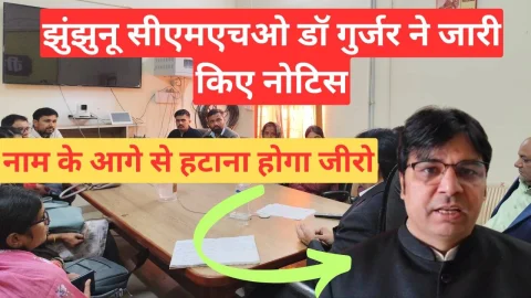 Video : नाम के आगे से हटाना होगा जीरो, झुंझुनू सीएमएचओ डॉ छोटेलाल गुर्जर ने जारी किए नोटिस