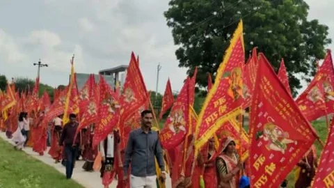 श्री झाड़ी वाले बालाजी धाम दांता में विशाल निशान पदयात्रा एवं भंडारा का हुआ आयोजन