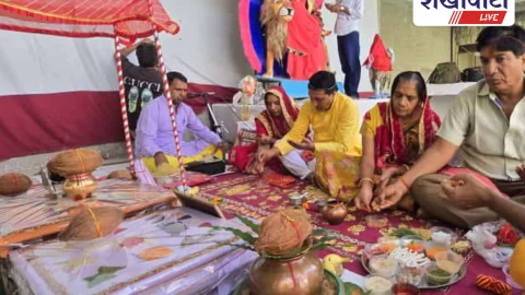 उदयपुरवाटी में घट स्थापना: 7 साल बाद दुर्गा पूजा महोत्सव शुरू