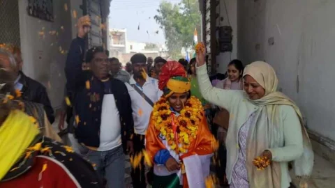 अंतर्राष्ट्रीय पेरा थ्रो बॉल प्रतियोगिता में गोल्ड मेडल जीतने वाली ममता रैगर का किया भव्य स्वागत