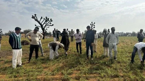 खेतों में पहुंचे देवेंद्र झाझड़िया, फूट-फूट कर रोये किसान