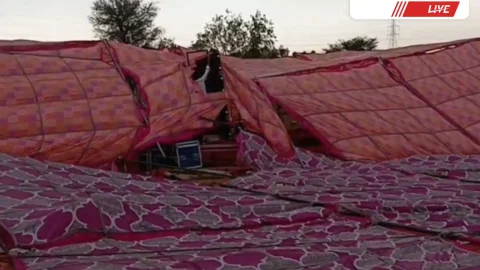 पंडित प्रदीप मिश्रा की कथा में तेज-आंधी से पंडाल गिरा, भगदड़ में महिला समेत 3 घायल