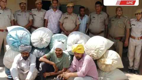 प्याज के कट्टों से भरे ट्रक में 225 किलो डोडा पोस्त छीलका जप्त