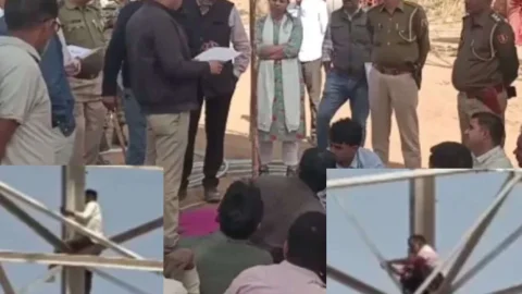 बिजली लाइन मुआवजा विवाद: किसान टावर पर चढ़े