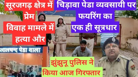 Video News – सूरजगढ़ क्षेत्र के प्रेम विवाह मामले में हत्या और चिड़ावा में पेड़ा व्यवसायी पर फायरिंग का सूत्रधार गिरफ्तार