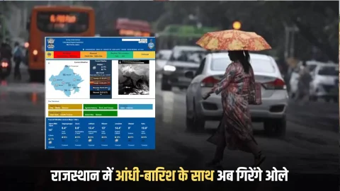 Rajasthan Weather Update : हो जाएँ तैयार! राजस्थान में आंधी-बारिश के साथ अब गिरेंगे ओले,10 जिलों में बदलेगा मौसम, कड़ाके की सर्दी और घने कोहरे का भी अलर्ट