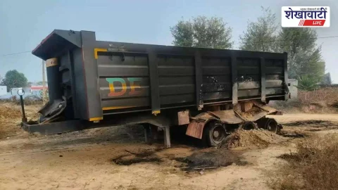 डोकवा गांव में बड़ा हादसा टला: हाईटेंशन लाइन से डंपर में लगी आग